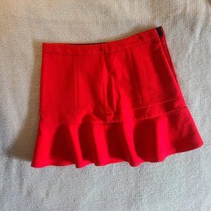 Red Peplum Mini Skirt